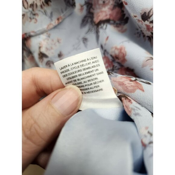 Rachel Parcell Floral Ruffle Blouse Womens L Polyester/Spandex Long Sleeve Butto - Picture 4 of 5